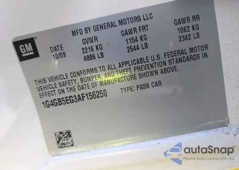 2010 Buick Lacrosse Cx из США, поврежденный, VIN 1G4GB5EG3AF156250